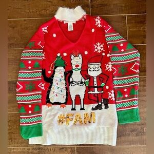 Planet Gold Red and White Festive Knit Sweater